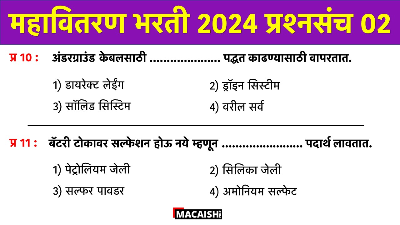 Vidyut Sahayak Bharti 2024 Questions Set 02